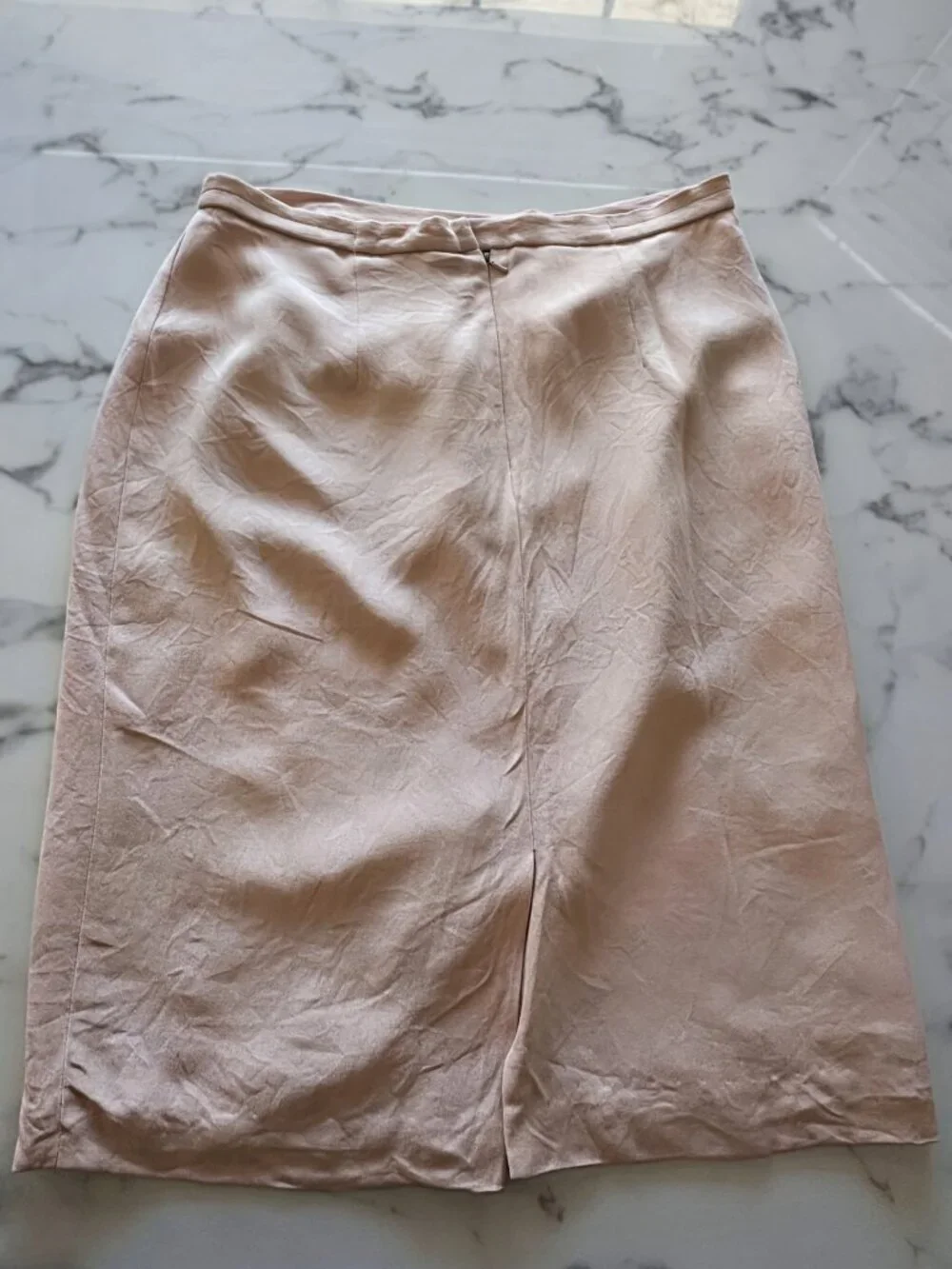 Talbots 100% Silk Blush Pencil Skirt Size 12 Midi Dusty Pink